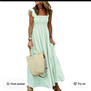Green Gingham Maxi Dress